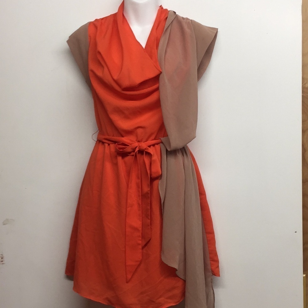 Lulamari orange & tan dress Size S
